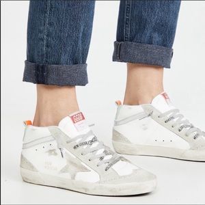 ❌reserved❌Golden Goose Mid Star Sneakers in White Ice Silver Turquoise Size 38